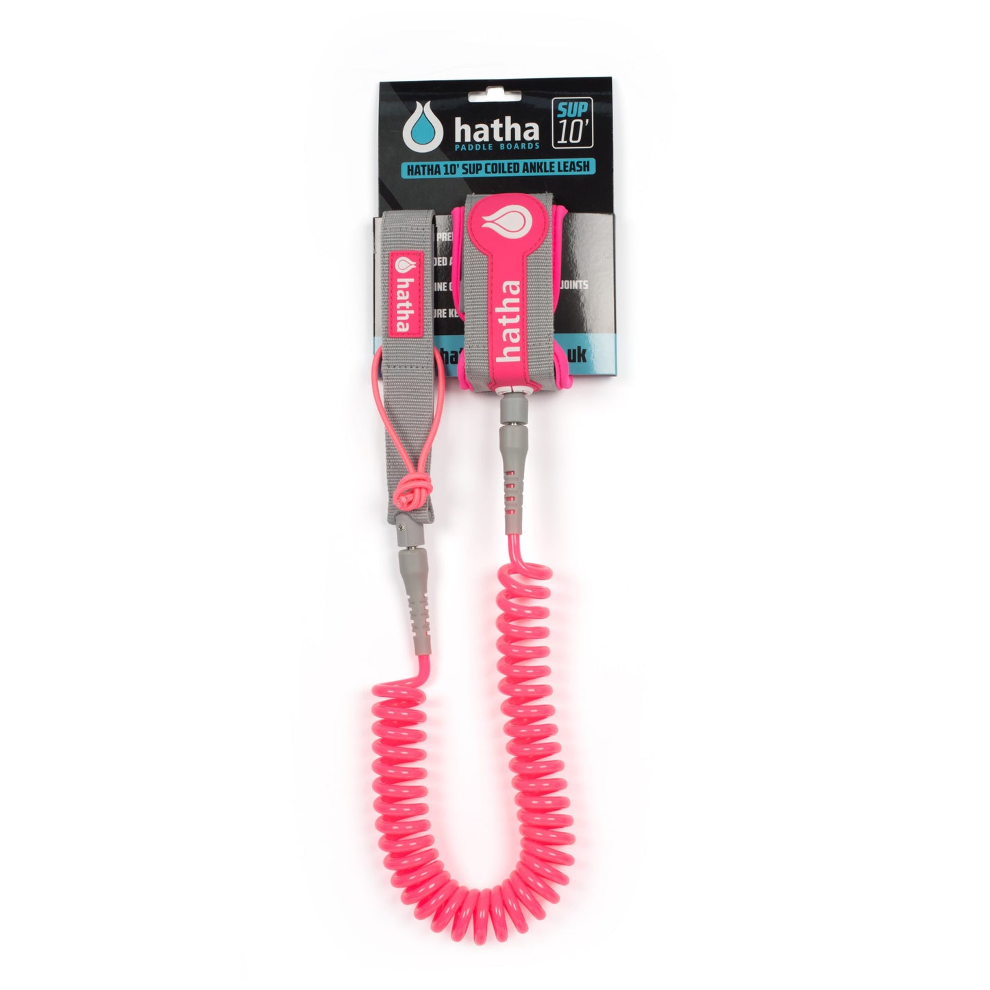 Hatha 10ft Premium Grade Coiled Leash - PINK